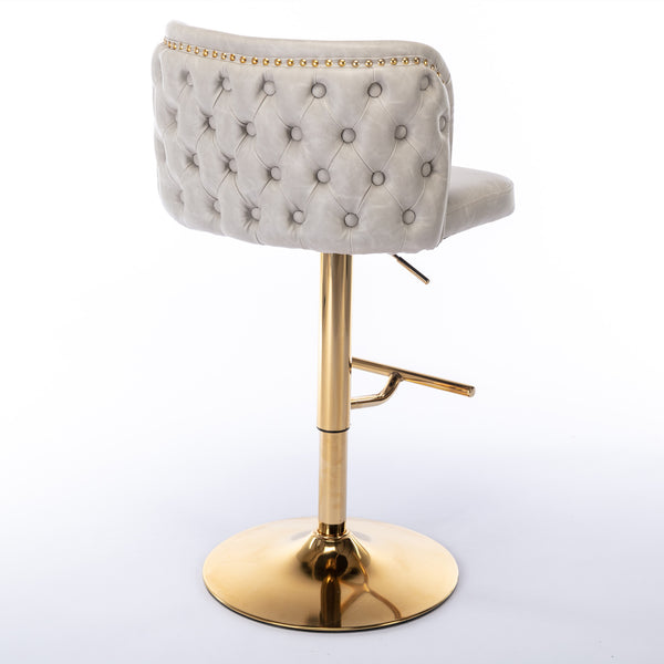 English Elm A&A Modern Swivel Barstools with Tufted Back and Adjustable Height, PU Upholstery, Sleek Island Seating Beige W114359277