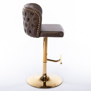 English Elm A&A Modern Swivel Barstools with Tufted Back and Adjustable Height, PU Upholstery, Sleek Island Seating Brown W114359278