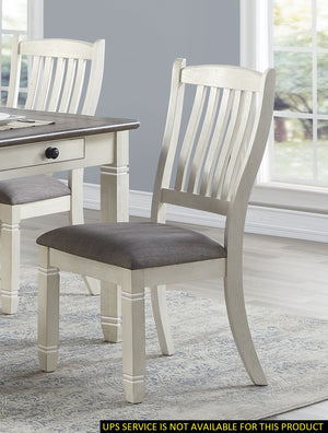 English Elm Antique Granby Dining Side Chairs Set of 2 — Antique White Acacia & Pine, Neutral Fabric Seats, 19.5"H B01165226