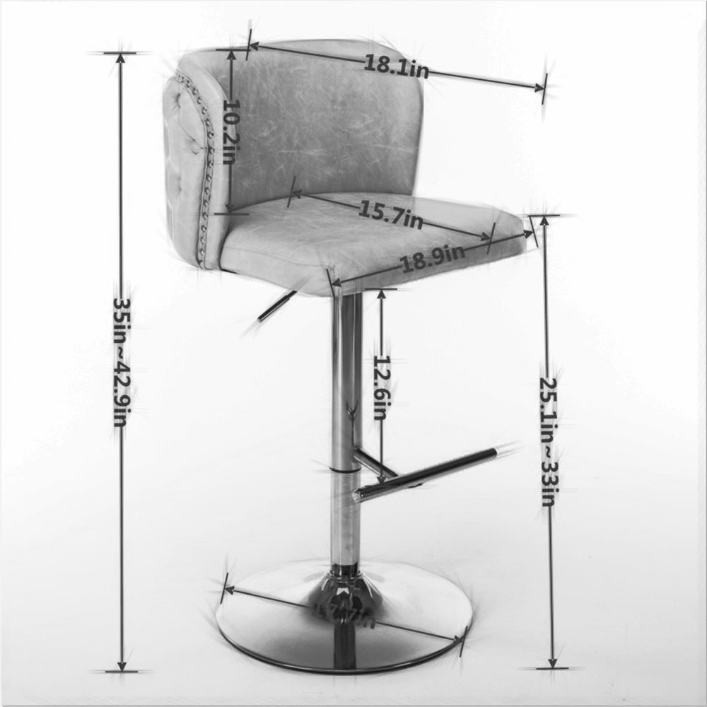 English Elm A&A Luxe Velvet Swivel Barstool with Gold-Plated 17.7" Base, Tufted Back, Ergonomic Waist Support Black W1143P204044