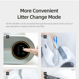 English Elm Smart Automatic Cat Litter Box with 65l Capacity Touch Control Compact Design W126453121