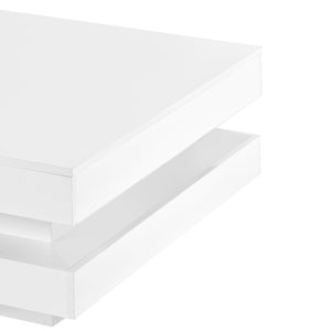 English Elm On-trend Two Tier Square Coffee Table with Led Underlighting High Gloss Modern Living Room White WF295997AAK