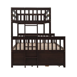 English Elm Twin-over-full Bunk Bed Separable Pine Frame with Trundle and Storage Drawers Espresso LT000501AAP
