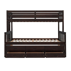 English Elm Twin-over-full Bunk Bed Separable Pine Frame with Trundle and Storage Drawers Espresso LT000501AAP