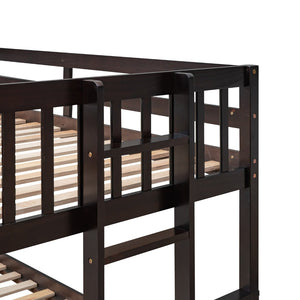 English Elm Twin-over-full Bunk Bed Separable Pine Frame with Trundle and Storage Drawers Espresso LT000501AAP