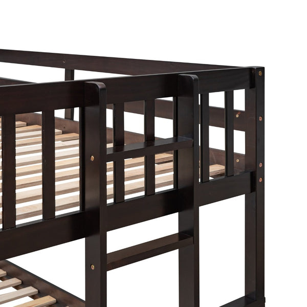 English Elm Twin-over-full Bunk Bed Separable Pine Frame with Trundle and Storage Drawers Espresso LT000501AAP