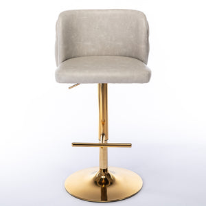 English Elm A&A Modern Swivel Barstools with Tufted Back and Adjustable Height, PU Upholstery, Sleek Island Seating Beige W114359277