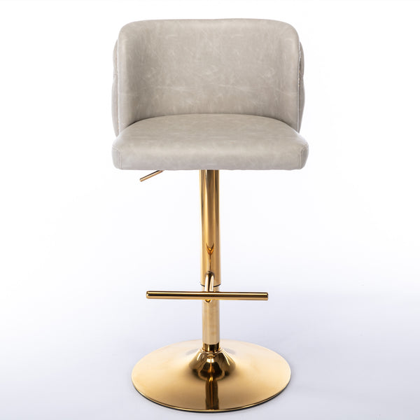 English Elm A&A Modern Swivel Barstools with Tufted Back and Adjustable Height, PU Upholstery, Sleek Island Seating Beige W114359277