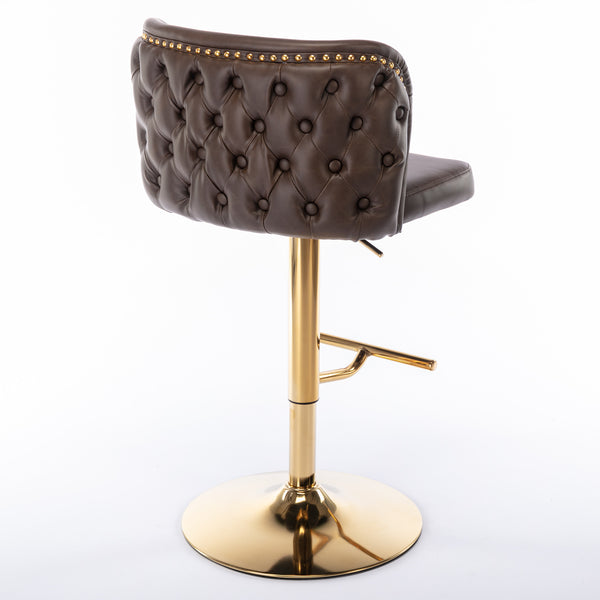 English Elm A&A Modern Swivel Barstools with Tufted Back and Adjustable Height, PU Upholstery, Sleek Island Seating Brown W114359278