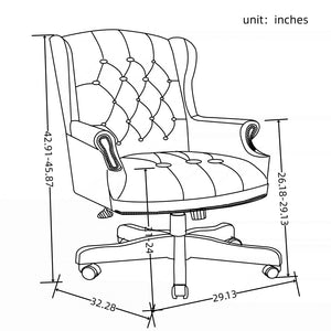 English Elm Executive Pu Leather Office Chair Thick Foam Seat Pneumatic Height Adjustment 330 Lb W1333P488931