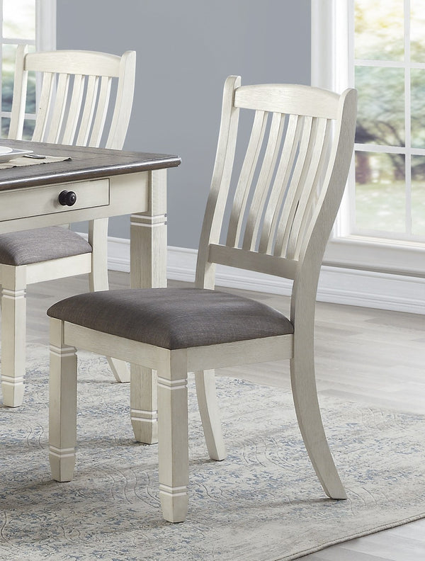 English Elm Antique White Finish 7Pc Dining Set With 6 Upholstered Chairs, Rustic Table & Storage Drawers B011S00224