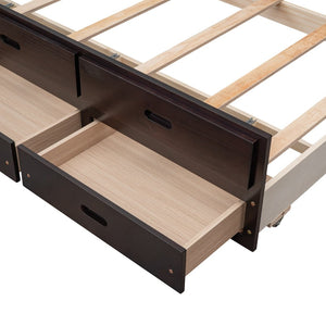 English Elm Twin-over-full Bunk Bed Separable Pine Frame with Trundle and Storage Drawers Espresso LT000501AAP