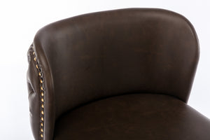 English Elm A&A Modern Swivel Barstools with Tufted Back and Adjustable Height, PU Upholstery, Sleek Island Seating Brown W114359278