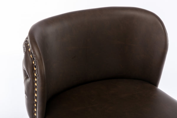 English Elm A&A Modern Swivel Barstools with Tufted Back and Adjustable Height, PU Upholstery, Sleek Island Seating Brown W114359278