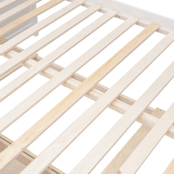 English Elm Twin-over-full Bunk Bed Separable Pine Frame with Trundle and Storage Drawers White LT000501AAK
