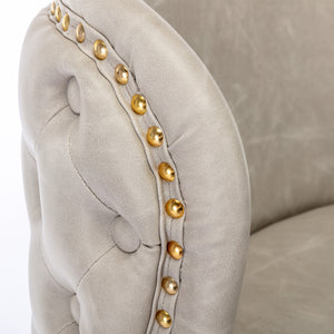 English Elm A&A Modern Swivel Barstools with Tufted PU Back, Adjustable Height Counter Stools for Kitchen Island Beige W114359277