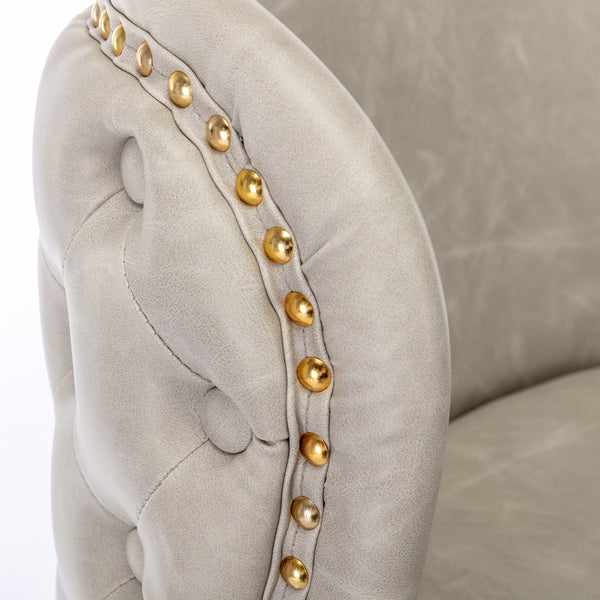 English Elm A&A Modern Swivel Barstools with Tufted PU Back, Adjustable Height Counter Stools for Kitchen Island Beige W114359277