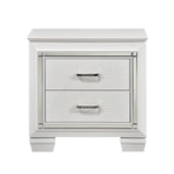 English Elm Glamorous Design Bedroom Furniture 1 Piece Nightstand Of 2X Drawers White Finish Faux Alligator Embossed Textured Fronts