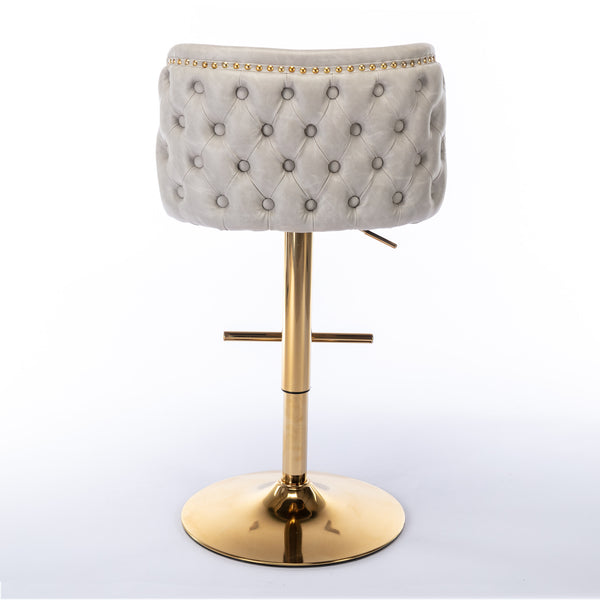English Elm A&A Modern Swivel Barstools with Tufted Back and Adjustable Height, PU Upholstery, Sleek Island Seating Beige W114359277