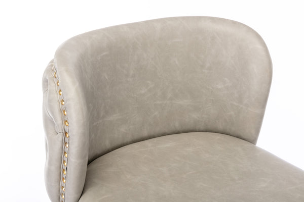 English Elm A&A Modern Swivel Barstools with Tufted PU Back, Adjustable Height Counter Stools for Kitchen Island Beige W114359277