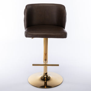 English Elm A&A Modern Swivel Barstools with Tufted Back and Adjustable Height, PU Upholstery, Sleek Island Seating Brown W114359278