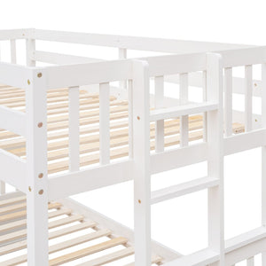 English Elm Twin-over-full Bunk Bed Separable Pine Frame with Trundle and Storage Drawers White LT000501AAK