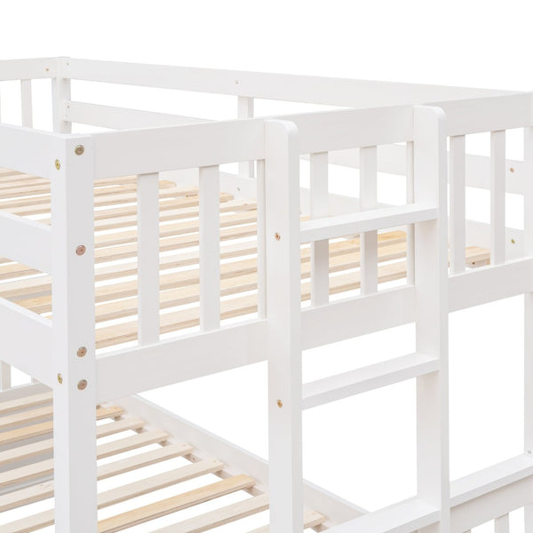 English Elm Twin-over-full Bunk Bed Separable Pine Frame with Trundle and Storage Drawers White LT000501AAK