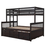 Vallerina Twin over Full Bunk Bed with Twin size Trundle and Three Drawers
