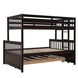 English Elm Twin-over-full Bunk Bed Separable Pine Frame with Trundle and Storage Drawers Espresso LT000501AAP