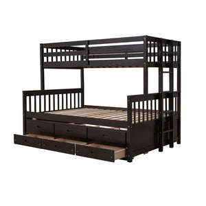 English Elm Twin-over-full Bunk Bed Separable Pine Frame with Trundle and Storage Drawers Espresso LT000501AAP