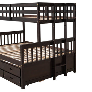 English Elm Twin-over-full Bunk Bed Separable Pine Frame with Trundle and Storage Drawers Espresso LT000501AAP