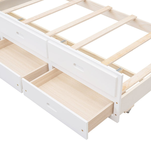 English Elm Twin-over-full Bunk Bed Separable Pine Frame with Trundle and Storage Drawers White LT000501AAK
