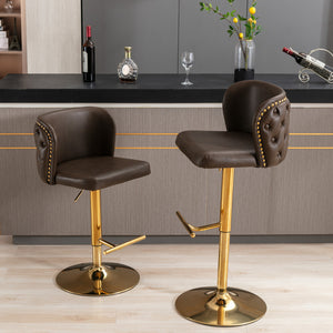 English Elm A&A Modern Swivel Barstools with Tufted Back and Adjustable Height, PU Upholstery, Sleek Island Seating Brown W114359278