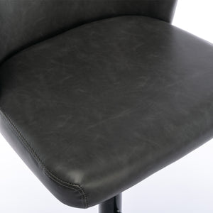 English Elm A&A Modern Swivel Barstools with Tufted Back and Adjustable Height, PU Upholstery, Sleek Island Seating Dark Gray W114359275