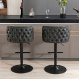 English Elm ,Swivel Barstools Adjusatble Seat Height, Modern Pu Upholstered Bar Stools With The Whole Back Tufted, For Home Pub and Kitchen Island（Dark Gray, Set Of 2）