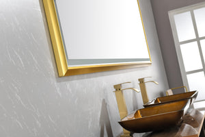 English Elm 84in. Aluminum Alloy Framed Rectangle Wall Mirror Farmhouse Vanity Hd Float Glass Gold+White W1272112589