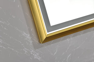 English Elm 84in. Aluminum Alloy Framed Rectangle Wall Mirror Farmhouse Vanity Hd Float Glass Gold+White W1272112589