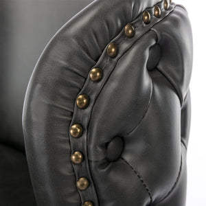 English Elm A&A Modern Swivel Barstools with Tufted PU Back, Adjustable Height Counter Stools for Kitchen Island Dark Gray W114359275