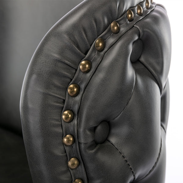 English Elm A&A Modern Swivel Barstools with Tufted PU Back, Adjustable Height Counter Stools for Kitchen Island Dark Gray W114359275