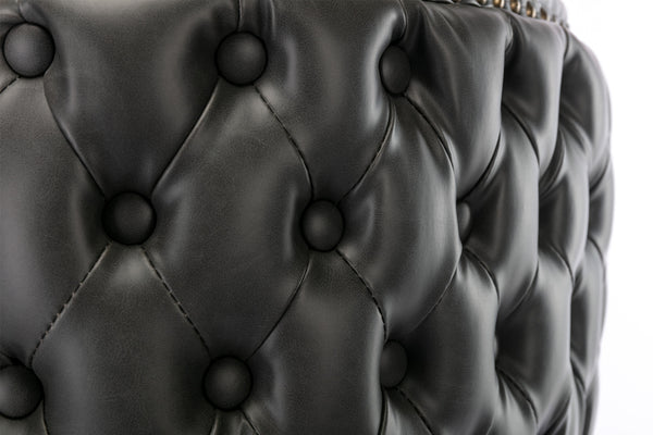 English Elm A&A Modern Swivel Barstools with Tufted PU Back, Adjustable Height Counter Stools for Kitchen Island Dark Gray W114359275