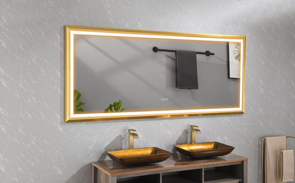 English Elm 96in. Backlit Bathroom Wall Mirror with Anti-fog Led Lighting and Matte Black Frame W1272102710