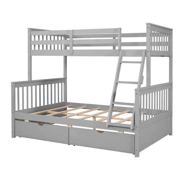 English Elm Twin-over-full Bunk Bed Solid Pine Frame Espresso Finish with Under Drawer Storage LT000065AAE