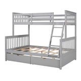 Hearth and Haven Stefan Twin over Full Bunk Bed with Ladder and Two Storage Drawers, Grey LT000065AAE