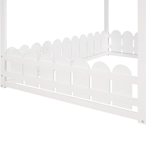 English Elm (slats Excluded) Full Pinewood House Bed Frame Playhouse Roof Kids Bedroom White WF294808AAK