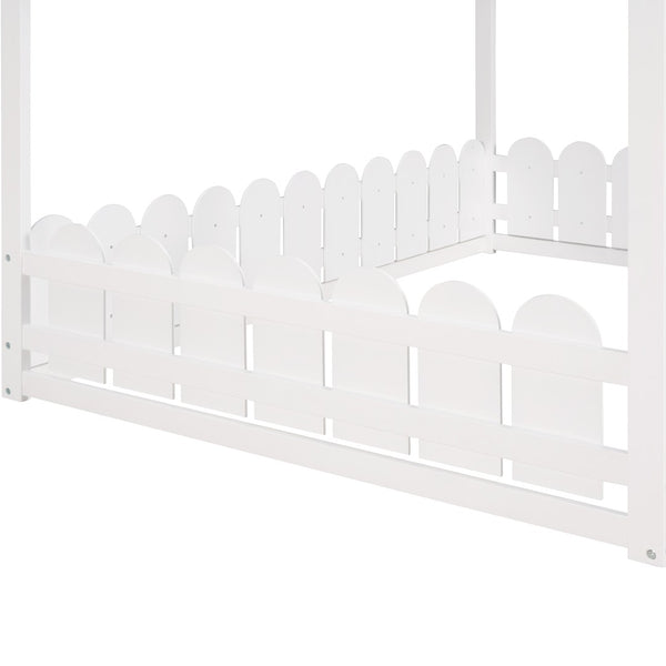 English Elm (slats Excluded) Full Pinewood House Bed Frame Playhouse Roof Kids Bedroom White WF294808AAK