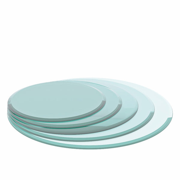 English Elm 30" Round Tempered Glass Table Top Beveled Polished Edge Clear Replacement Surface W1265132692