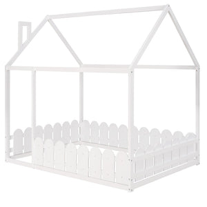English Elm (slats Excluded) Full Pinewood House Bed Frame Playhouse Roof Kids Bedroom White WF294808AAK