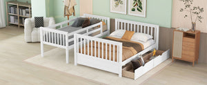 English Elm Twin-over-full Bunk Bed Solid Pine Frame Espresso Finish with Under Drawer Storage LT000065AAK