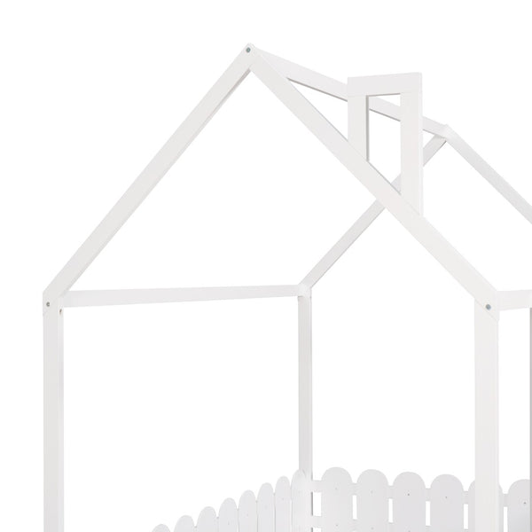 English Elm (slats Excluded) Full Pinewood House Bed Frame Playhouse Roof Kids Bedroom White WF294808AAK