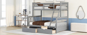 English Elm Twin-over-full Bunk Bed Solid Pine Frame Espresso Finish with Under Drawer Storage LT000065AAE